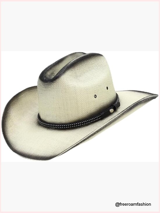 Straw Cowboy Hat with Shapeable Wide Brim Cattleman Crease Western Unisex main image 4